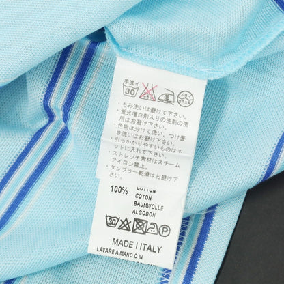 [Used] [Unused] Pal Zileri Cotton Striped Short Sleeve Polo Shirt Light Blue x Blue [M] [Condition Rank S] [Men&