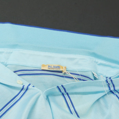 [Used] [Unused] Pal Zileri Cotton Striped Short Sleeve Polo Shirt Light Blue x Blue [M] [Condition Rank S] [Men&