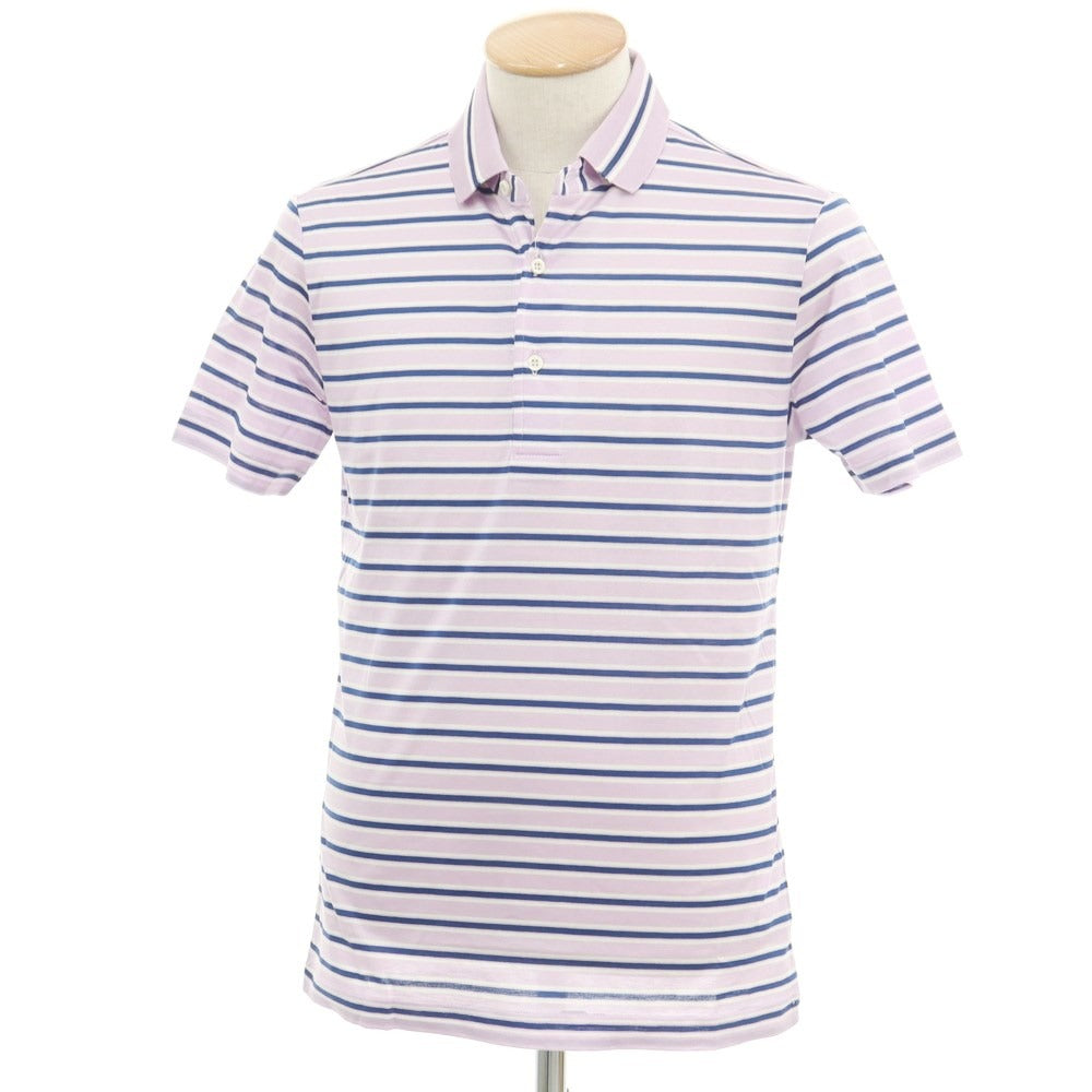 [Used] [Unused] Pal Zileri Cotton Striped Short Sleeve Polo Shirt Lavender x Navy [S] [Condition Rank S] [Men&