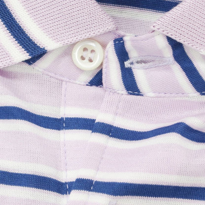 [Used] [Unused] Pal Zileri Cotton Striped Short Sleeve Polo Shirt Lavender x Navy [S] [Condition Rank S] [Men&