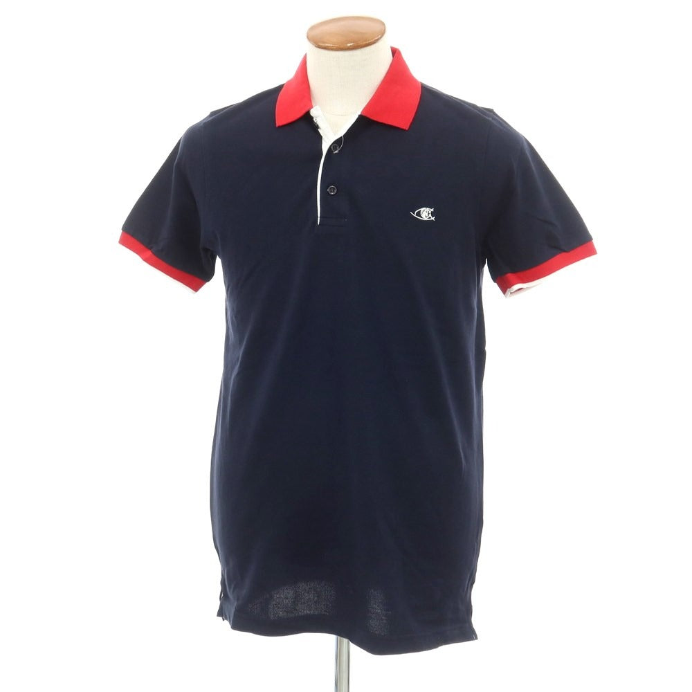 [Used] [Unused] Cantarelli Pique Cotton Short Sleeve Polo Shirt Navy x Red [M] [Condition Rank S] [Men&