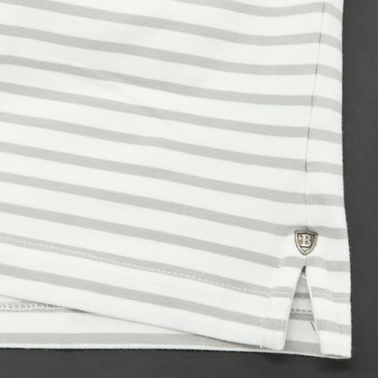 [Used] [Unused] BRAMANTE Stretch Cotton Striped Short Sleeve Polo Shirt White x Gray [M] [Condition Rank S] [Men&