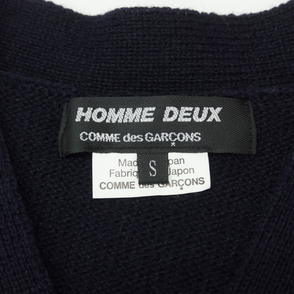 【中古】コムデギャルソン オムドゥ COMME des GARCONS HOMME DEUX 2019年秋冬 ミドルゲージ ウール カーディガン ネイビー【サイズS】【NVY】【A/W】【状態ランクA】【メンズ】【758994】