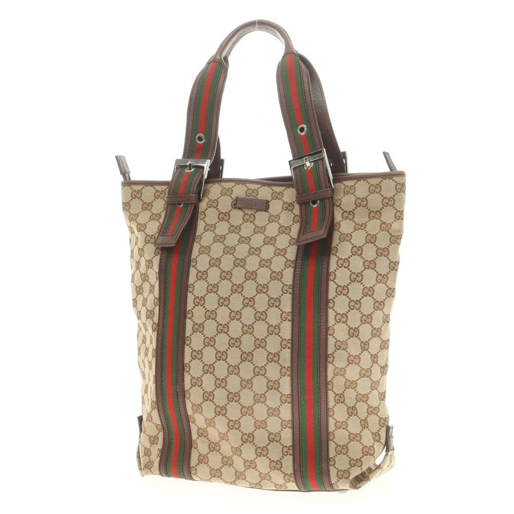 【中古】グッチ GUCCI GGキャンバス × レザー トートバッグ ベージュxブラウン【 状態ランクC 】【 メンズ 】