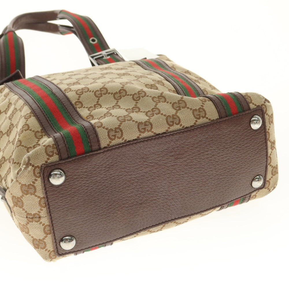 【中古】グッチ GUCCI GGキャンバス × レザー トートバッグ ベージュxブラウン【 状態ランクC 】【 メンズ 】