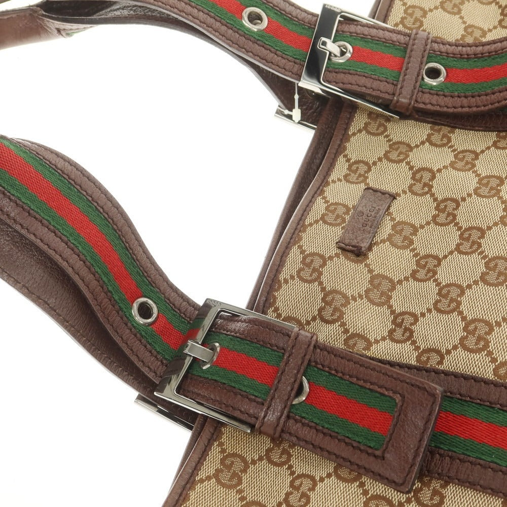 【中古】グッチ GUCCI GGキャンバス × レザー トートバッグ ベージュxブラウン【 状態ランクC 】【 メンズ 】