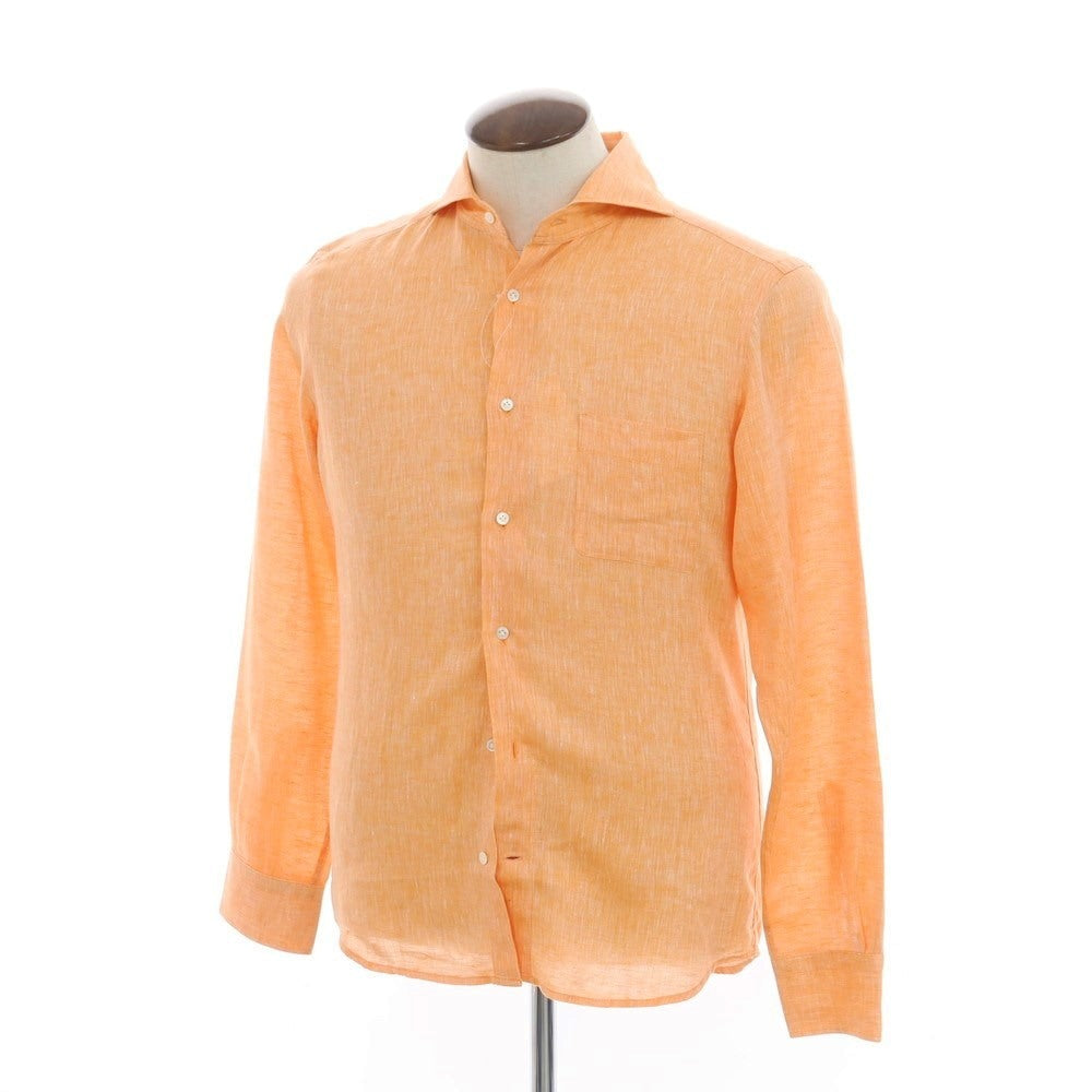 [Used] UNIVERSAL LANGUAGE Linen Horizontal Collar Casual Shirt Orange [LARGE] [Condition Rank B] ​​[Men&