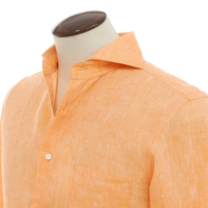 [Used] UNIVERSAL LANGUAGE Linen Horizontal Collar Casual Shirt Orange [LARGE] [Condition Rank B] ​​[Men&