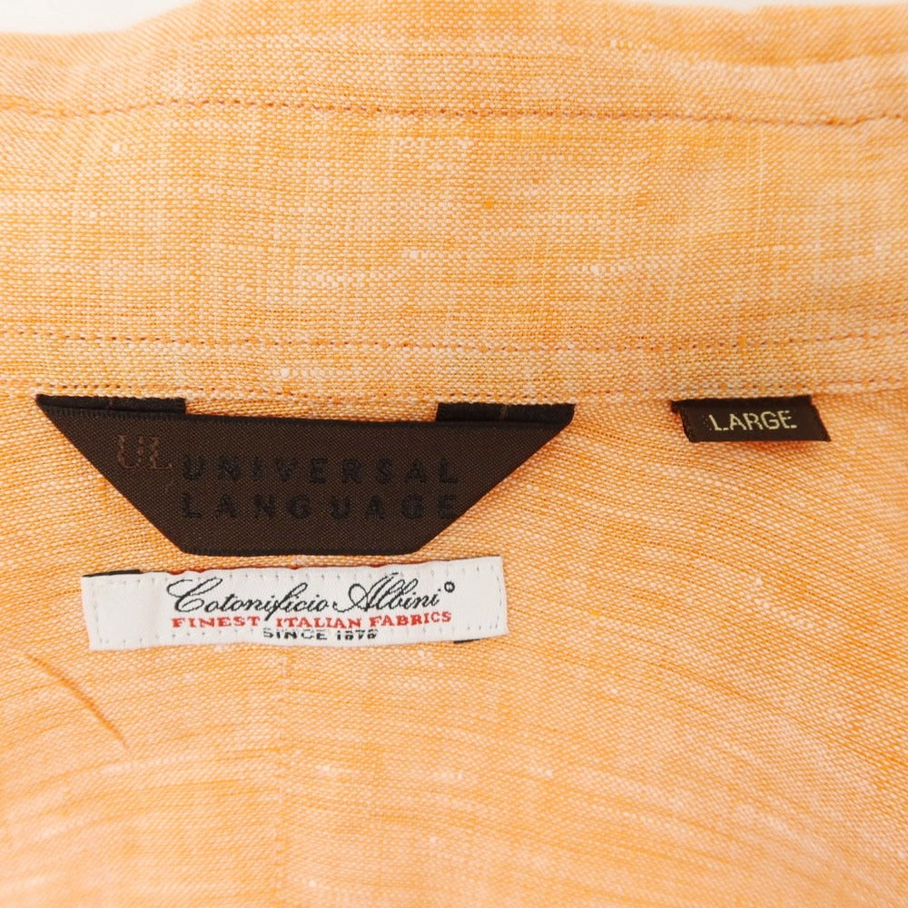 [Used] UNIVERSAL LANGUAGE Linen Horizontal Collar Casual Shirt Orange [LARGE] [Condition Rank B] ​​[Men&