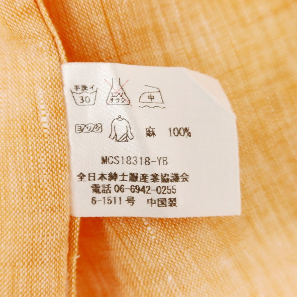 [Used] UNIVERSAL LANGUAGE Linen Horizontal Collar Casual Shirt Orange [LARGE] [Condition Rank B] ​​[Men&