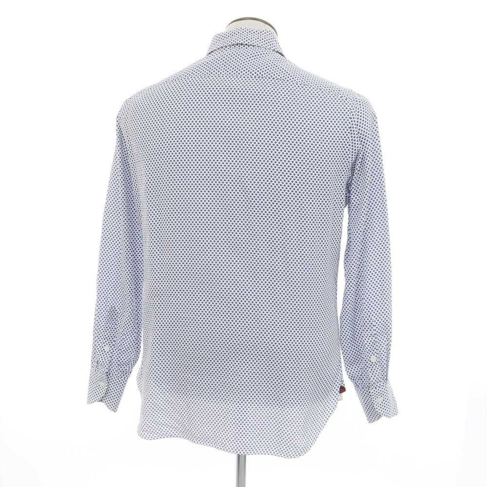 [Used] ISAIA Cotton Horizontal Collar Casual Shirt White x Navy [41] [Condition Rank C] [Men&