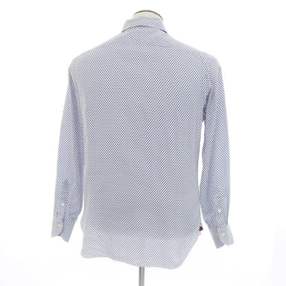 [Used] ISAIA Cotton Horizontal Collar Casual Shirt White x Navy [41] [Condition Rank C] [Men&