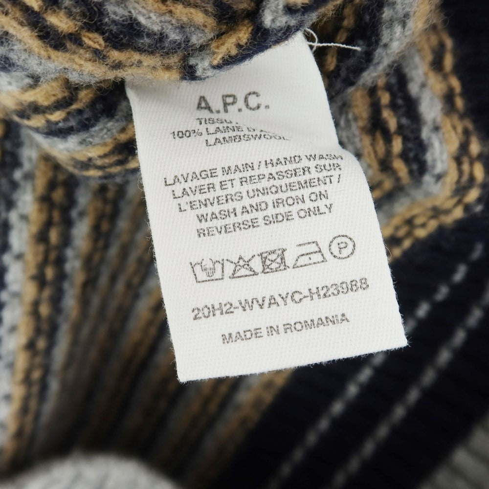 【中古】アーペーセー A.P.C. ミドルゲージ ウール クルーネック プルオーバーニット ネイビーxベージュ【サイズM】【NVY】【A/W】【状態ランクB】【メンズ】【758994】