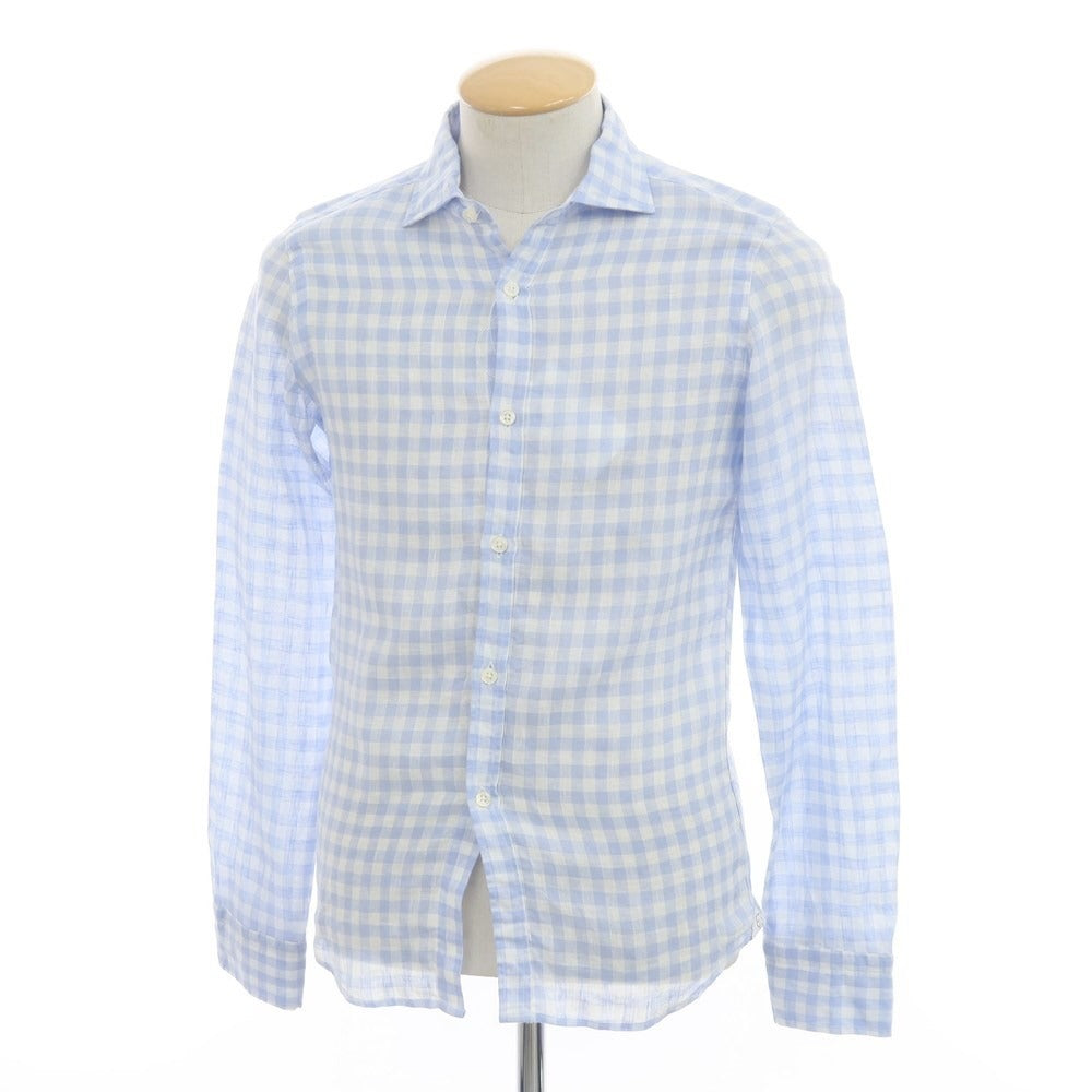 [Used] Altemflower Linen Check Casual Shirt Light Blue x White [37] [Condition Rank B] ​​[Men&