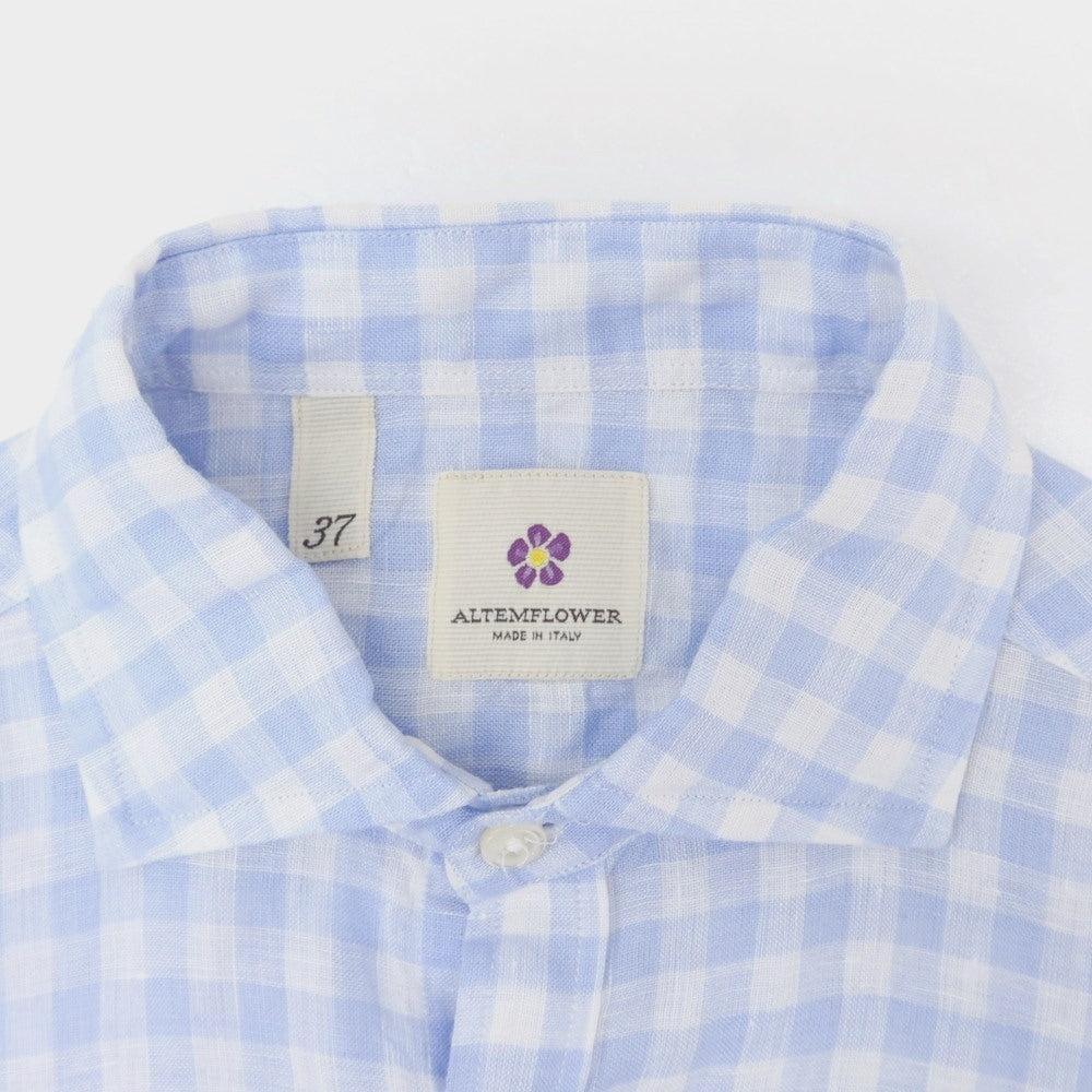 [Used] Altemflower Linen Check Casual Shirt Light Blue x White [37] [Condition Rank B] ​​[Men&