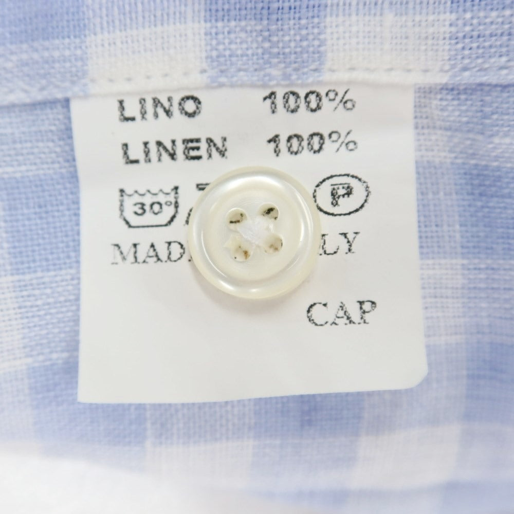 [Used] Altemflower Linen Check Casual Shirt Light Blue x White [37] [Condition Rank B] ​​[Men&