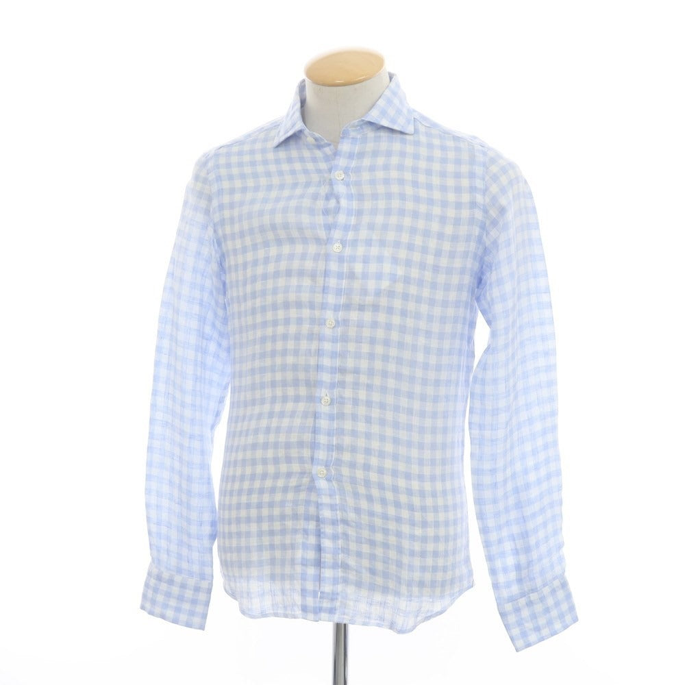 [Used] Altemflower Linen Check Casual Shirt Light Blue x White [38] [Condition Rank A] [Men&