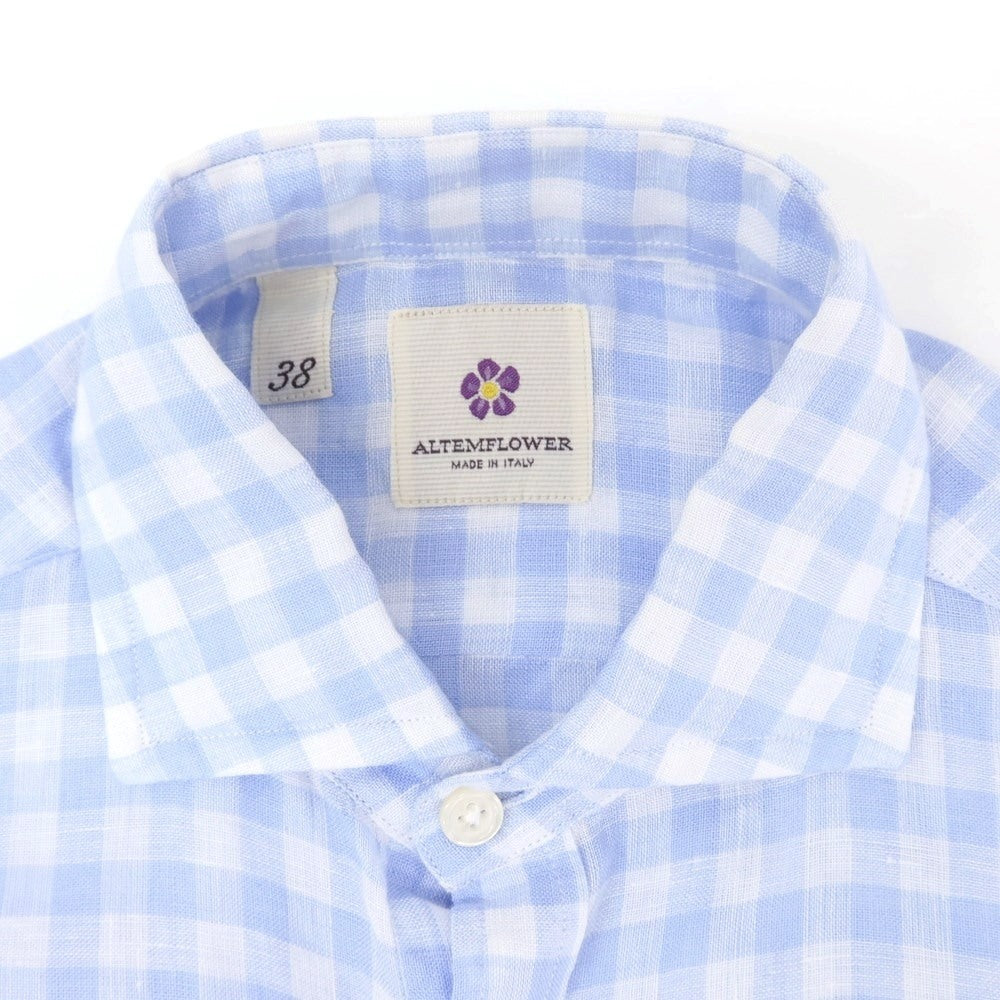 [Used] Altemflower Linen Check Casual Shirt Light Blue x White [38] [Condition Rank A] [Men&