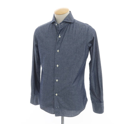 [Used] BOLZONELLA Chambray Cotton Casual Shirt Navy [37] [Condition Rank B] ​​[Men&