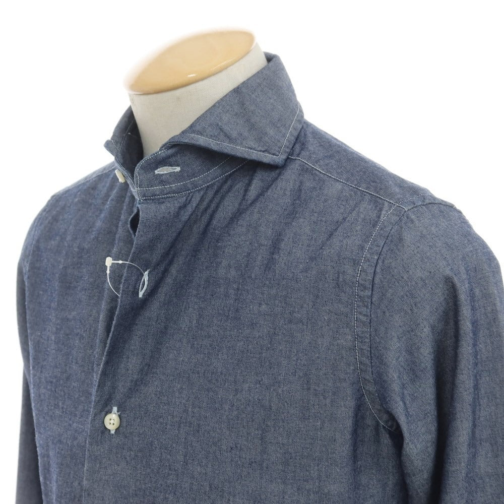 [Used] BOLZONELLA Chambray Cotton Casual Shirt Navy [37] [Condition Rank B] ​​[Men&