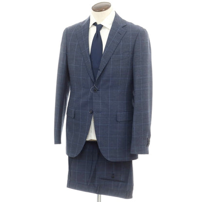 [Used] Custom Tailor BEAMS Wool Check 3-Button Suit Grayish Navy x Blue [No description (L size)] [Condition Rank B] ​​[Men&