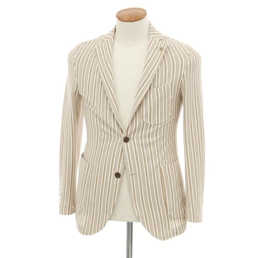 [Used] Barbati Cotton Polyester Striped Knit Casual Jacket Brown Beige x White [46] [Condition Rank A] [Men&