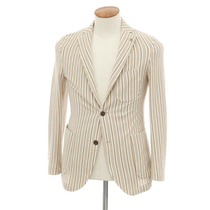 [Used] Barbati Cotton Polyester Striped Knit Casual Jacket Brown Beige x White [46] [Condition Rank A] [Men&