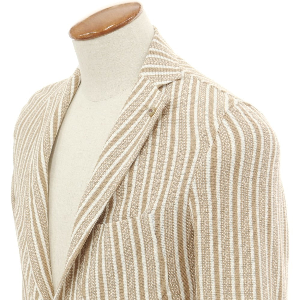 [Used] Barbati Cotton Polyester Striped Knit Casual Jacket Brown Beige x White [46] [Condition Rank A] [Men&