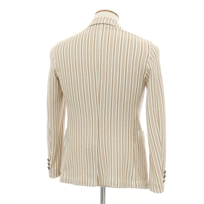 [Used] Barbati Cotton Polyester Striped Knit Casual Jacket Brown Beige x White [46] [Condition Rank A] [Men&