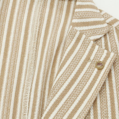 [Used] Barbati Cotton Polyester Striped Knit Casual Jacket Brown Beige x White [46] [Condition Rank A] [Men&