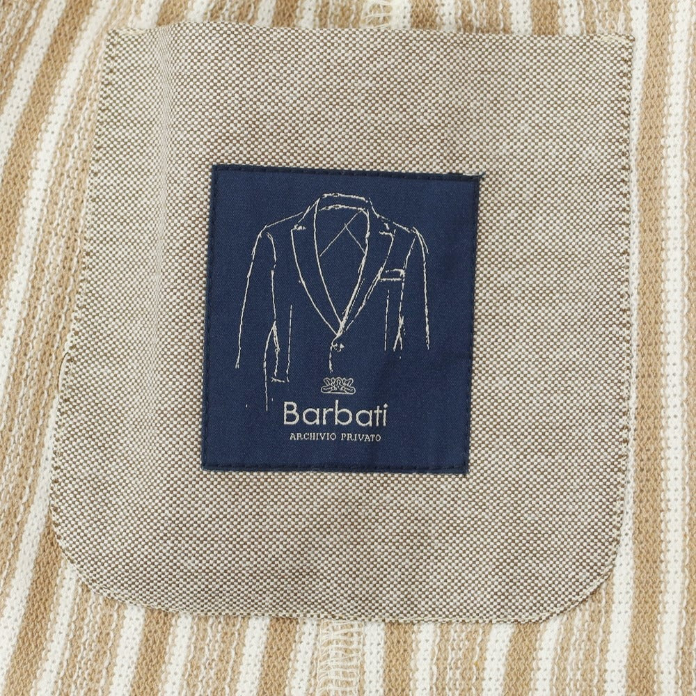 [Used] Barbati Cotton Polyester Striped Knit Casual Jacket Brown Beige x White [46] [Condition Rank A] [Men&