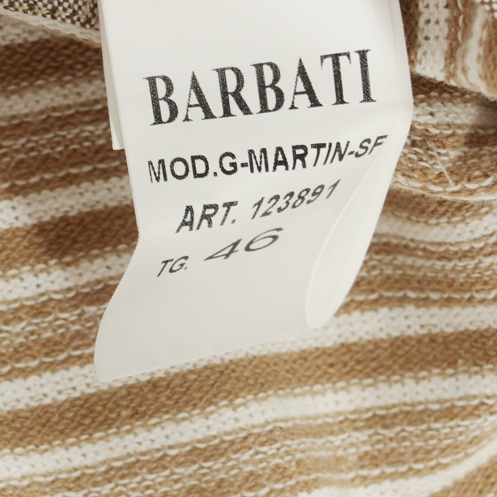 [Used] Barbati Cotton Polyester Striped Knit Casual Jacket Brown Beige x White [46] [Condition Rank A] [Men&