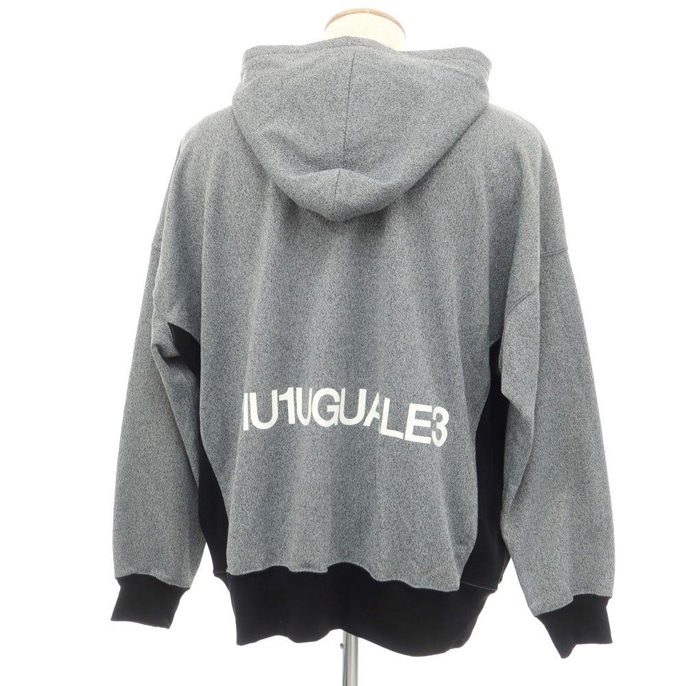 [Used] 1piu1uguale3 Polyester cotton pullover hoodie, gray x black [Size III (S)] [GRY] [S/S/A/W] [Condition rank A] [Men&