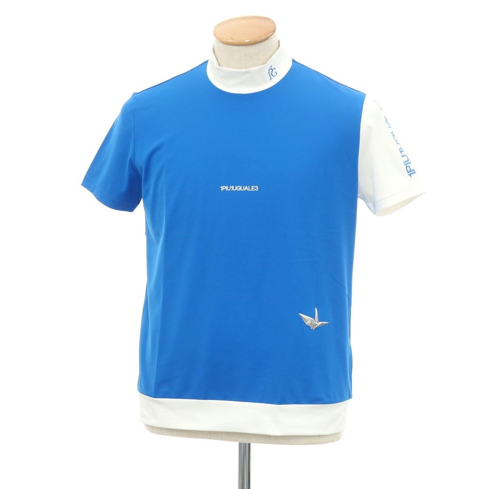 [Used] 1piu1uguale3 GOLF Polyester Mock Neck Short Sleeve T-Shirt Blue x White [Size III (S)] [BLU] [S/S] [Condition Rank B] ​​[Men&