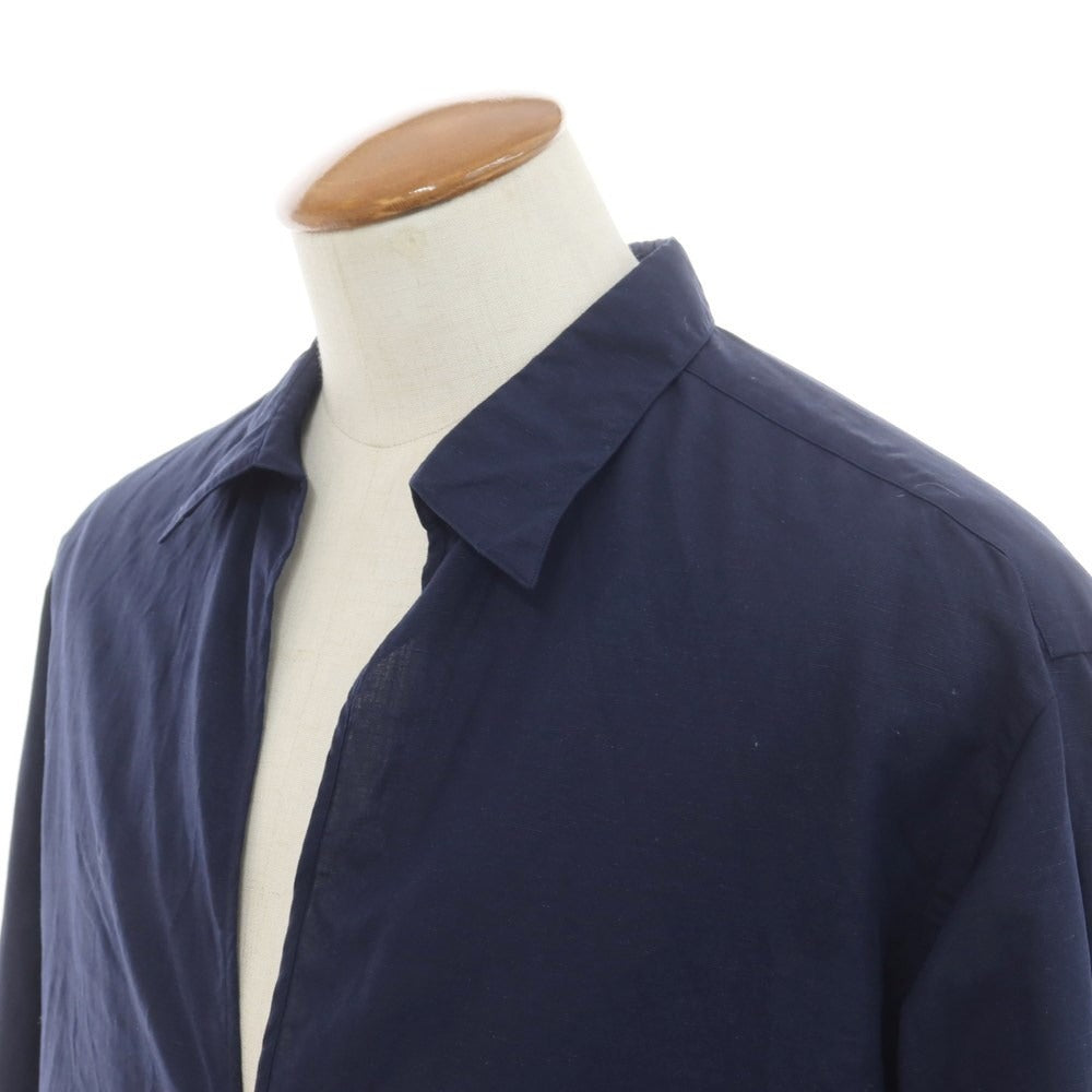 [Used] John Smedley Cotton Linen Pullover Shirt Navy [2 (M)] [Condition Rank B] ​​[Men&