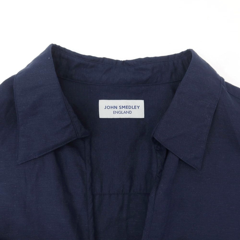 [Used] John Smedley Cotton Linen Pullover Shirt Navy [2 (M)] [Condition Rank B] ​​[Men&