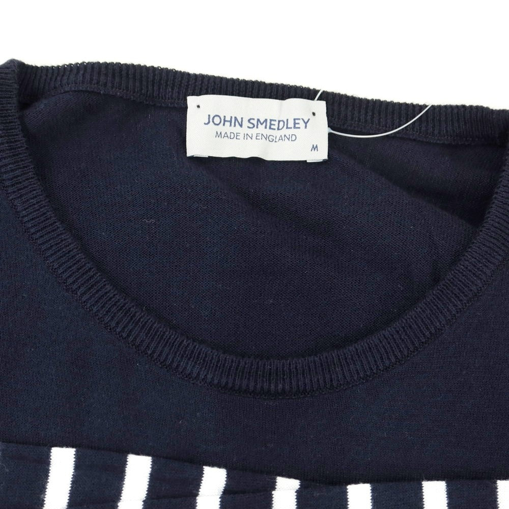 中古】ジョンスメドレー JOHN SMEDLEY コットン ボーダー プルオーバーニット ネイビーxホワイト【サイズM】【NVY】【S/S –  リタリオリブロ