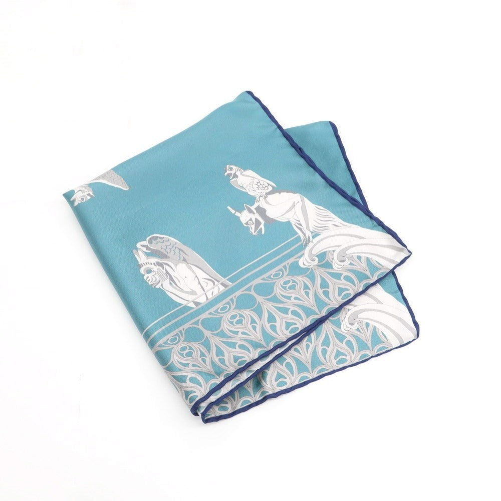 [Used] Kinloch Silk Pocket Square, Light Blue x White [Condition Rank B] ​​[Men&