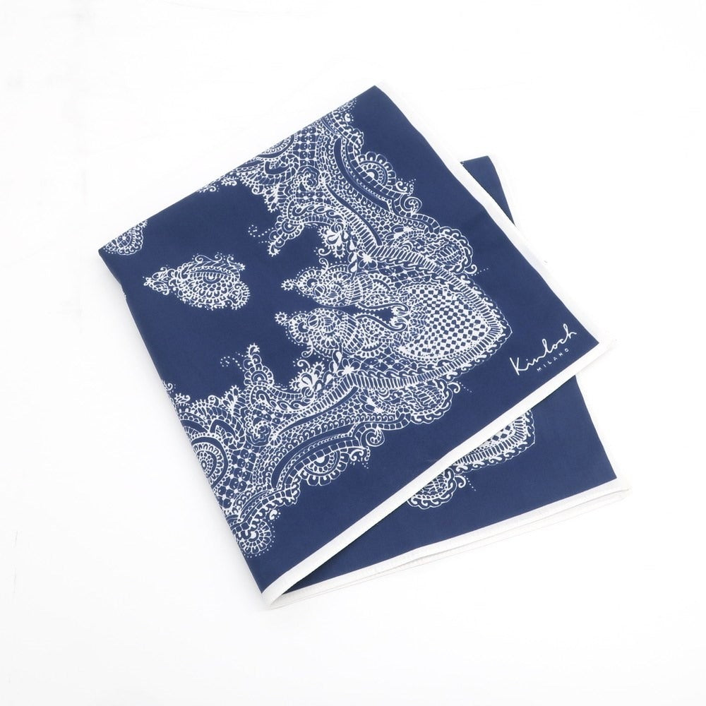 [Used] Kinloch Cotton Pocket Square Handkerchief Navy x White [Condition Rank A] [Men&