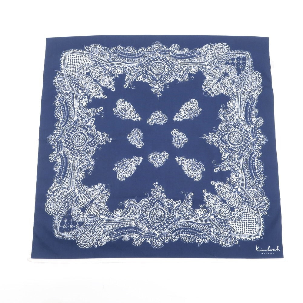 [Used] Kinloch Cotton Pocket Square Handkerchief Navy x White [Condition Rank A] [Men&