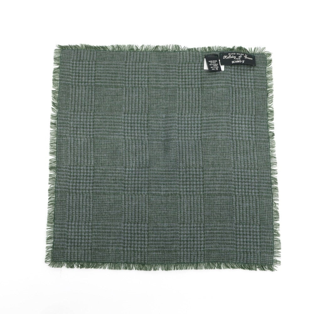 [Used] HOLLIDAY &amp;amp; BROWN wool check pocket square, green x light purple [Condition Rank A] [Men&