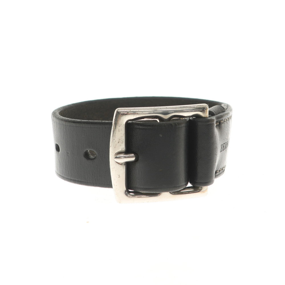 [Used] Hermes Leather Metal Bracelet Black x Silver [Condition Rank C] [Men&