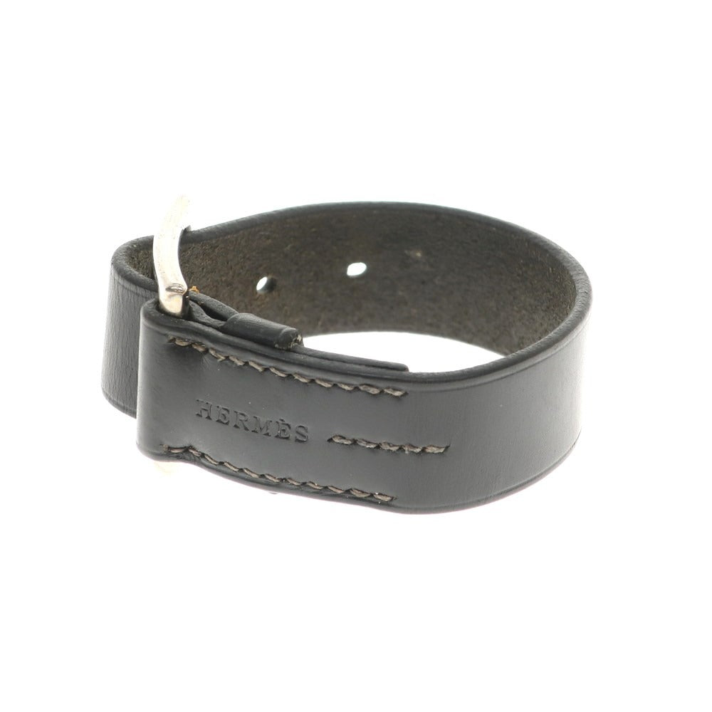 [Used] Hermes Leather Metal Bracelet Black x Silver [Condition Rank C] [Men&