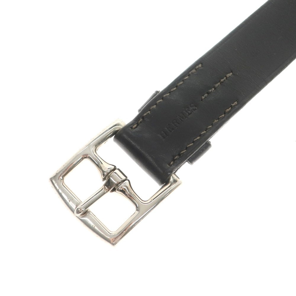 【中古】エルメス HERMES レザー メタル  ブレスレット ブラックxシルバー【 状態ランクC 】【 メンズ 】