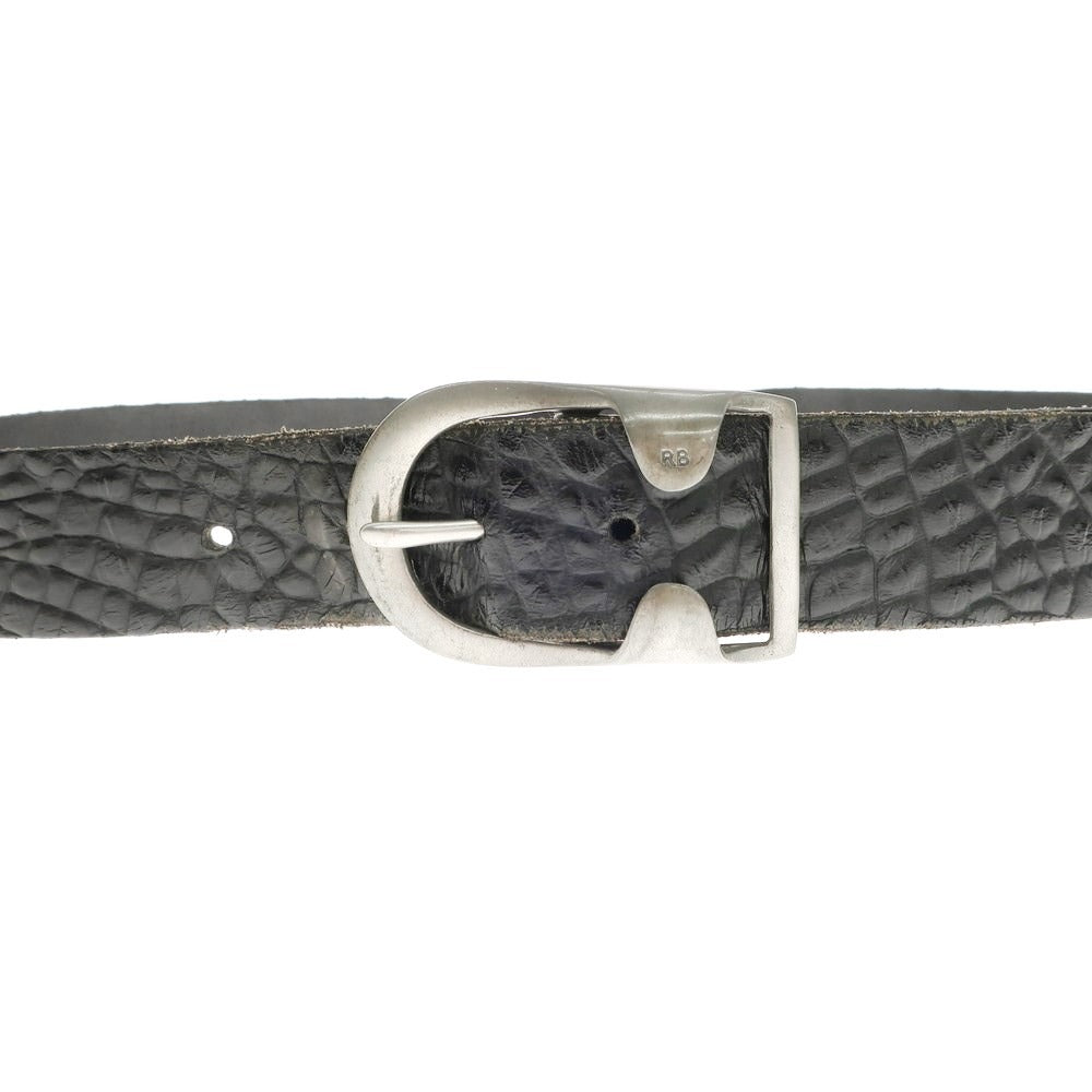 [Used] BEAMS × REGENT Crocodile embossed leather belt, black [32/80] [Condition: C] [Men&