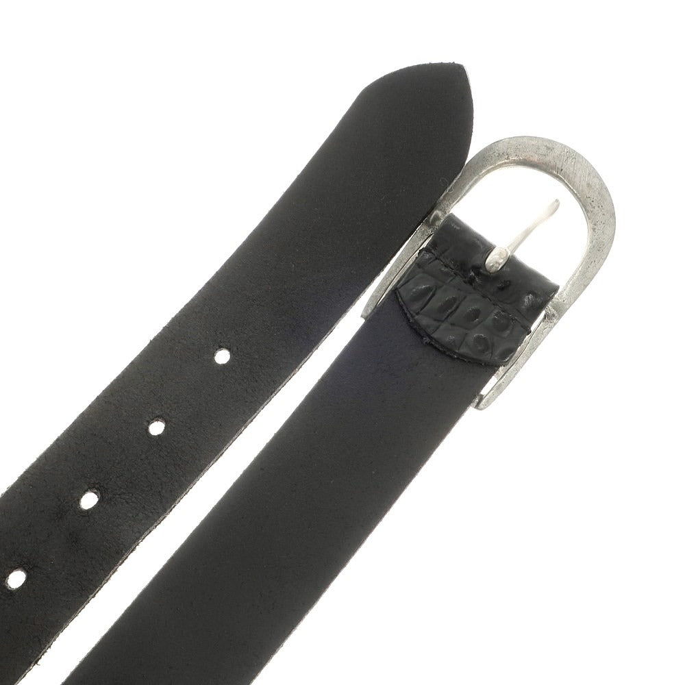 [Used] BEAMS × REGENT Crocodile embossed leather belt, black [32/80] [Condition: C] [Men&