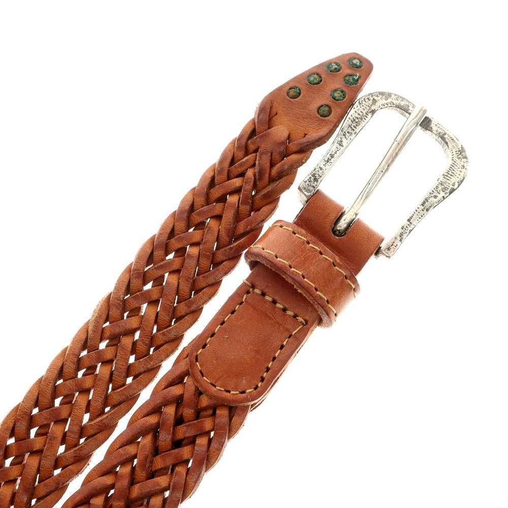 [Used] AMBOISE Leather Narrow Mesh Belt Light Brown [80] [Condition Rank C] [Men&