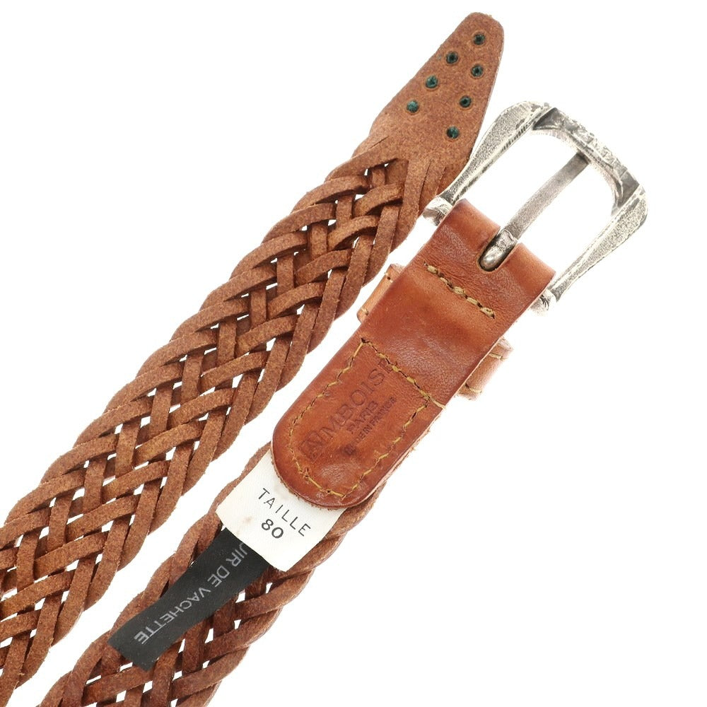 [Used] AMBOISE Leather Narrow Mesh Belt Light Brown [80] [Condition Rank C] [Men&