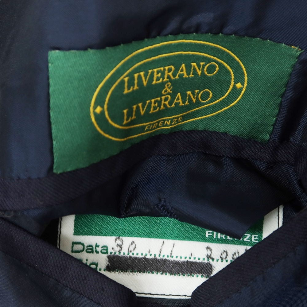 【中古】リベラーノ&amp;リベラーノ LIVERANO&amp;LIVERANO ツイルウール系 6B ダブル テーラードジャケット ダークネイビー【 表記なし（S位） 】【 状態ランクC 】【 メンズ 】