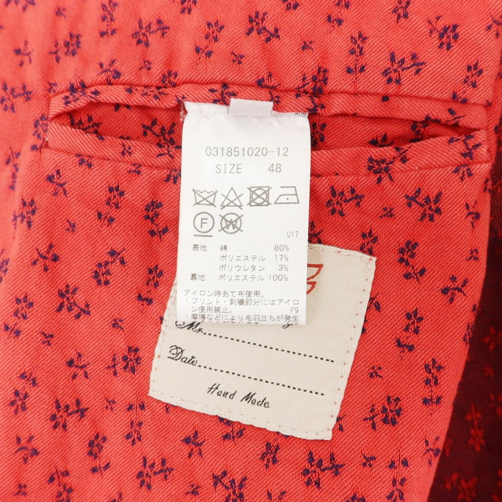 [Used] BOB Cotton Polyester Small Floral Pattern Casual Jacket Red x Navy [48] [Condition Rank B] ​​[Men&